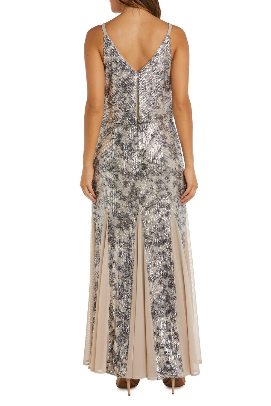 Sequin Long Godet Gown