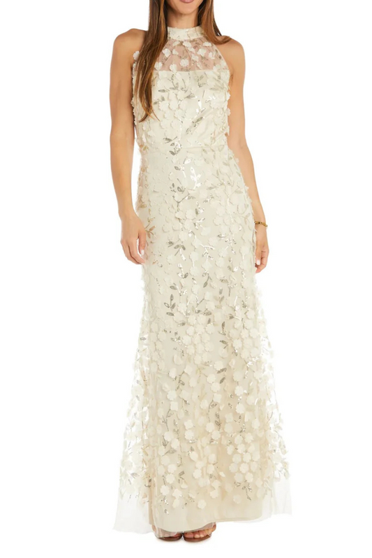 Floral Sequin Gown