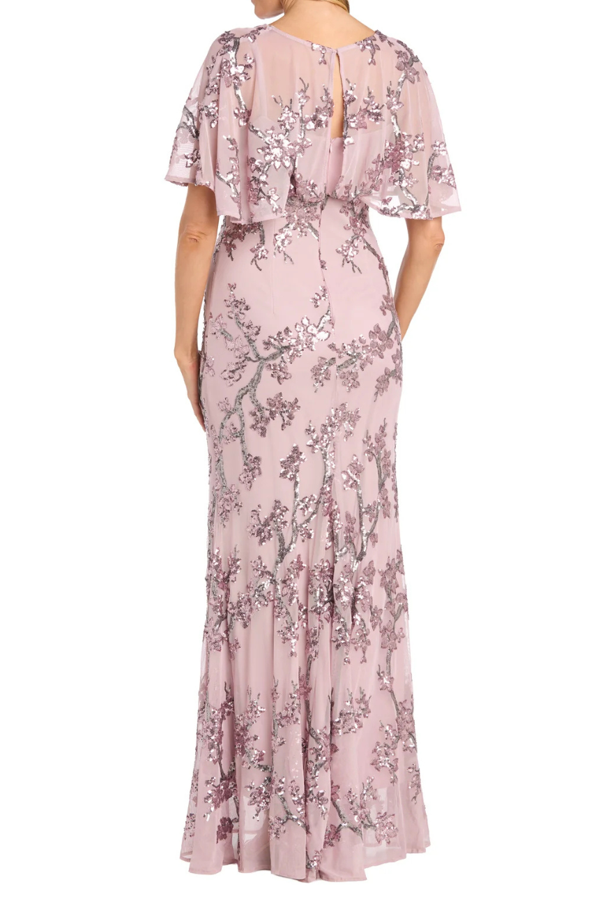 Floral Chiffon Capelet Gown