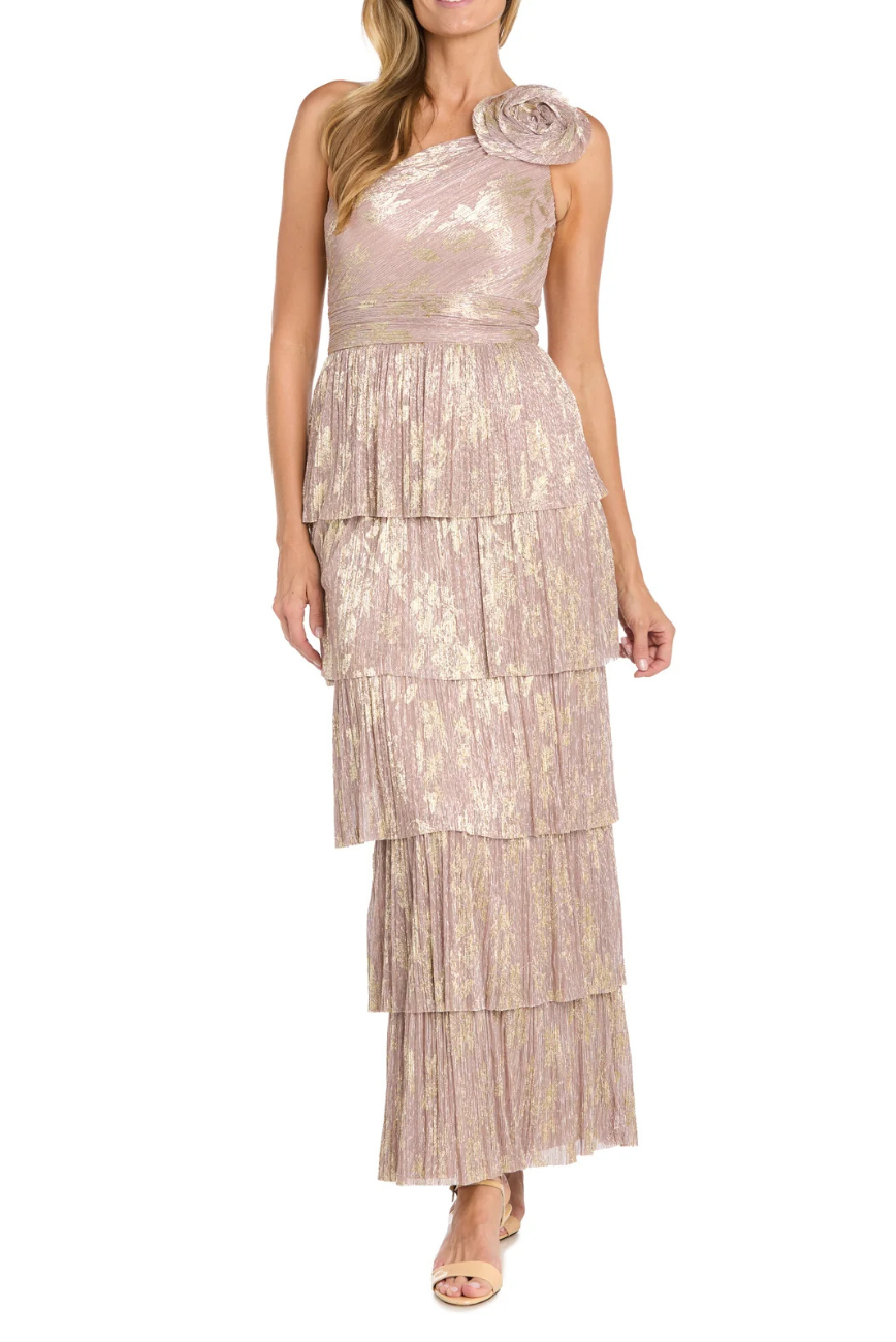 One Shoulder Tiered Gown