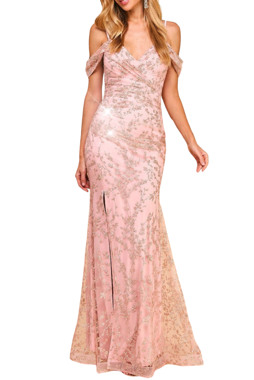 Off Shoulder Sequin Gown