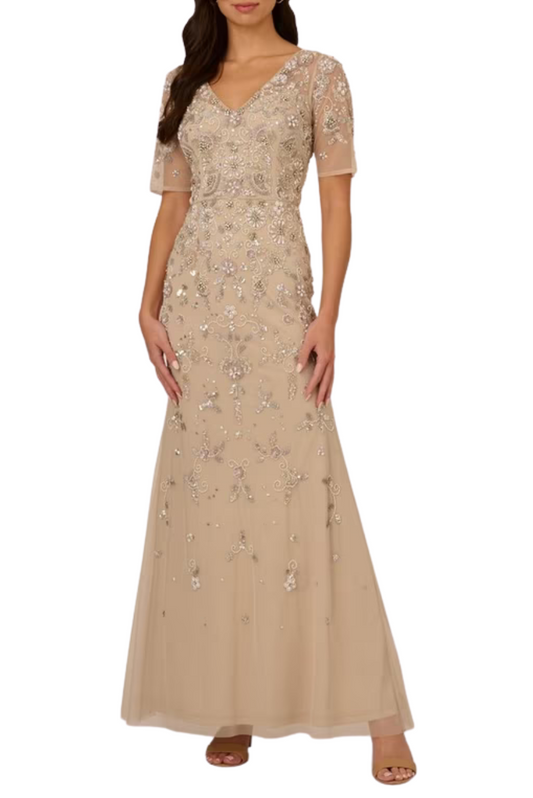 3D Floral Beaded Gown