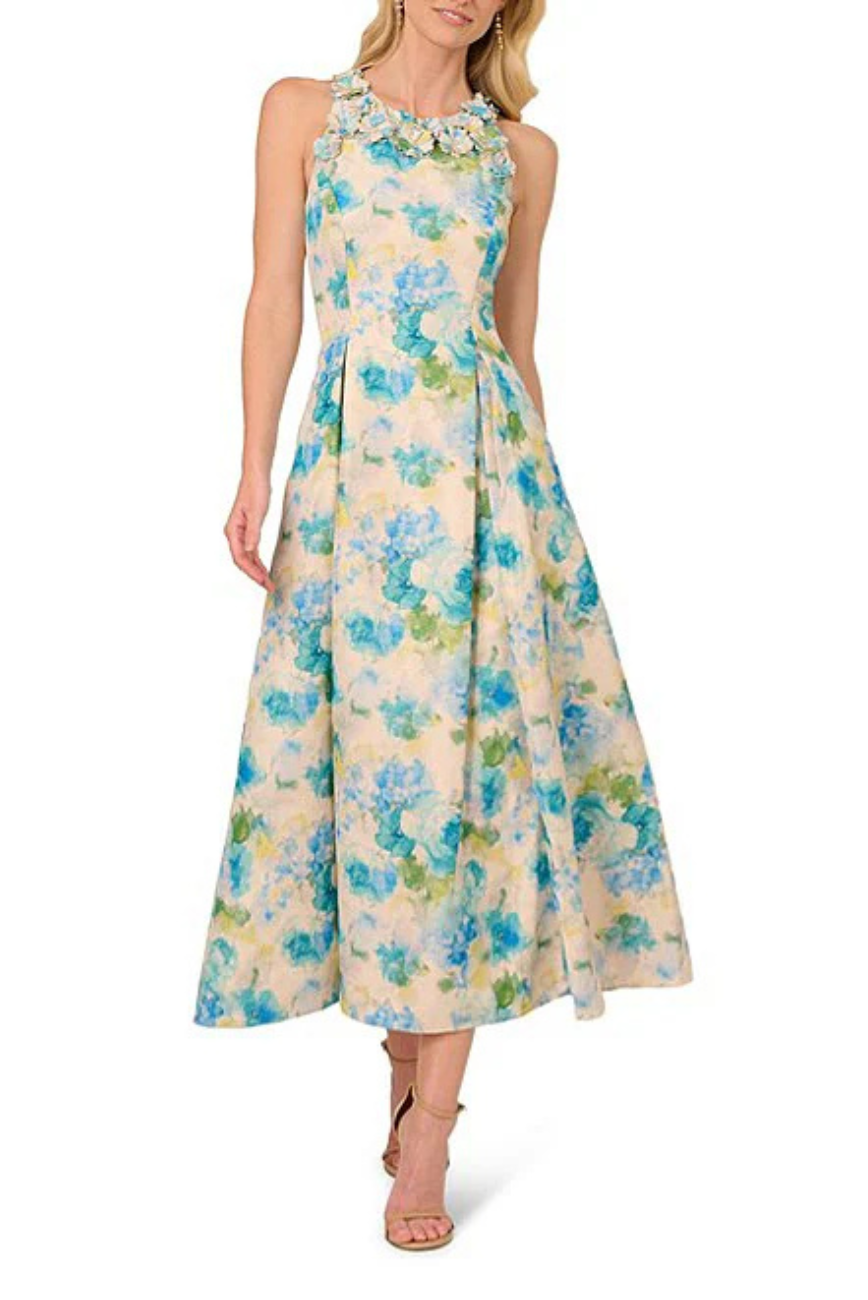 Rosette Jacquard Ankle Dress