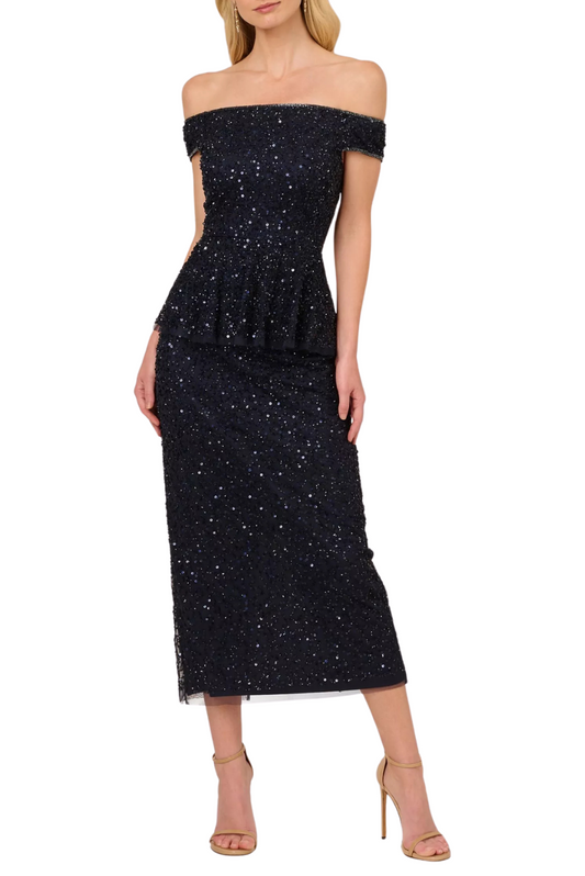 Beaded Peplum Midi