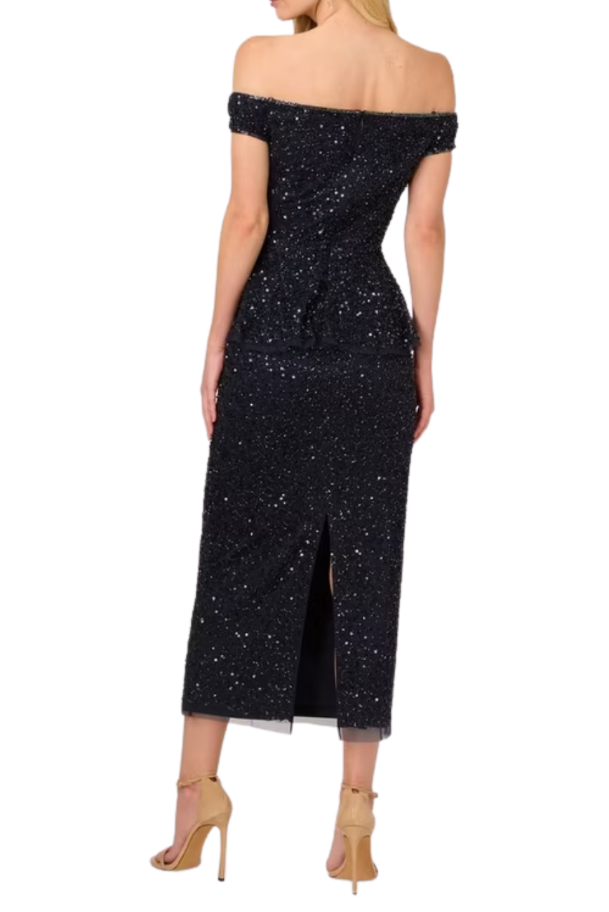 Beaded Peplum Midi