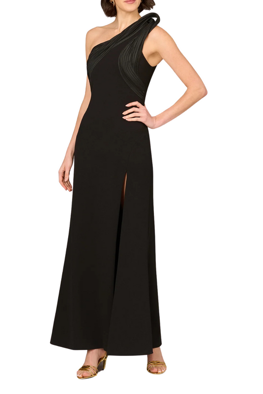 Pleated One Shoulder Gown