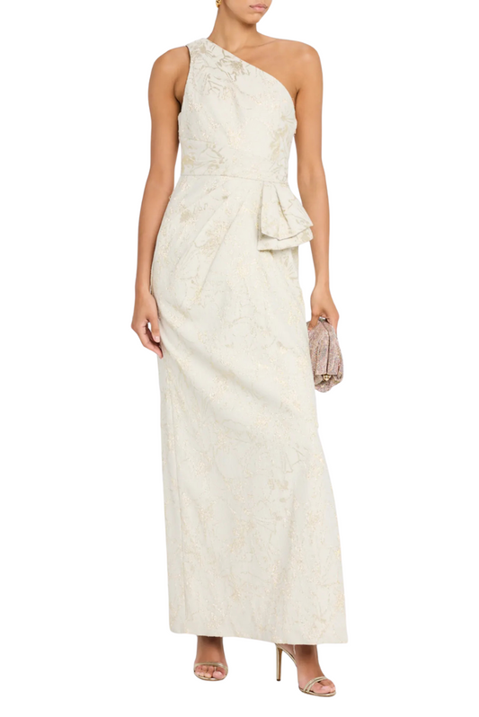 Jacquard One Shoulder Gown