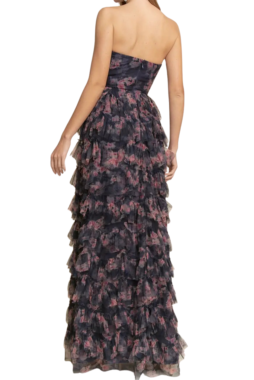 Strapless Floral Gown