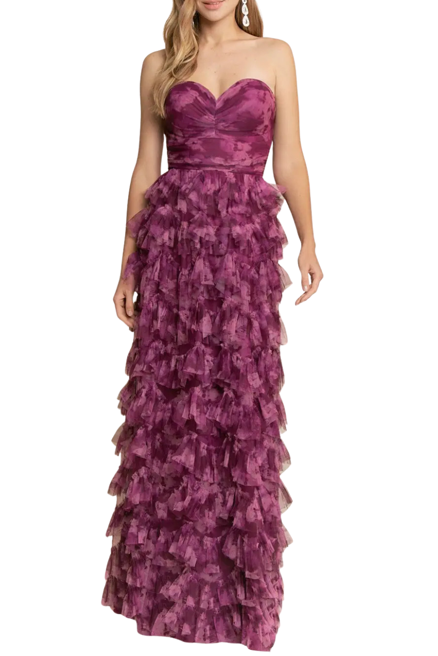Strapless Floral Gown