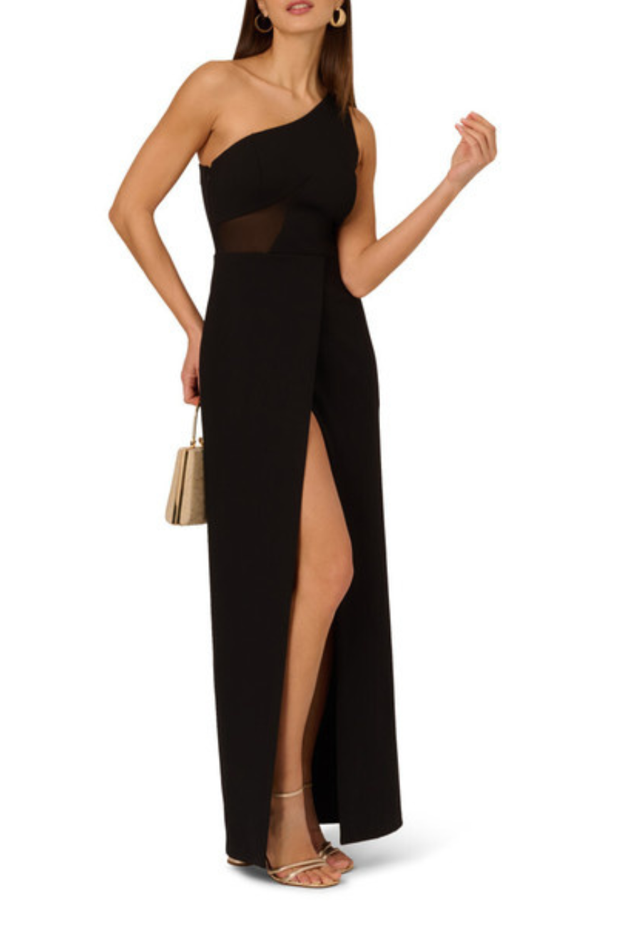 Mesh One Shoulder Gown