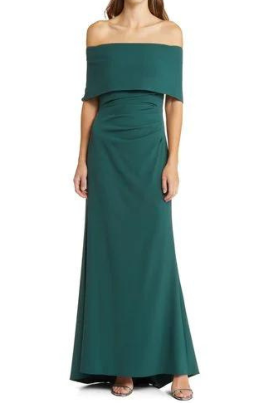 Off-Shoulder Popover Gown