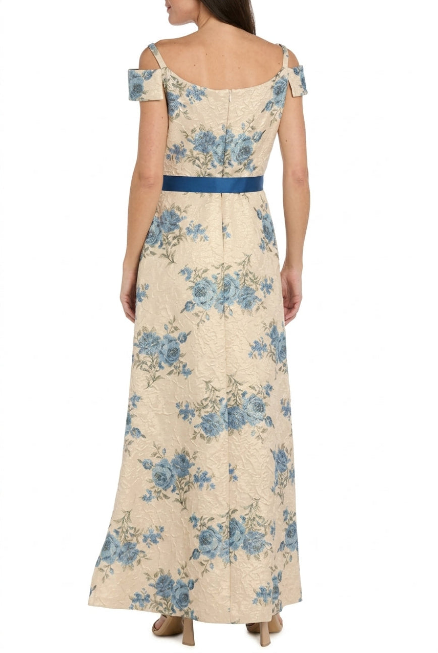 Floral Embroidered Off the Shoulder Gown
