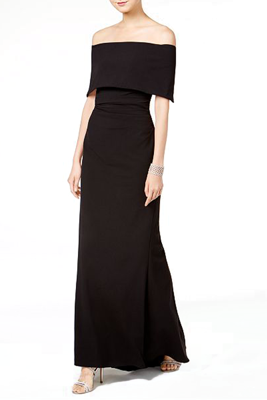 Off-Shoulder Popover Gown