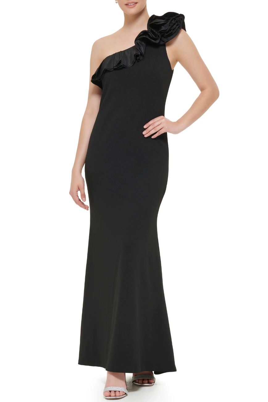 One Sided Ruffle Gown