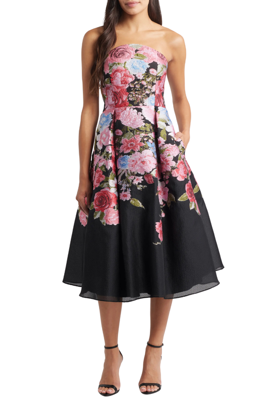 Strapless Jacquard Midi