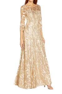 Embroidered Sequin Gown