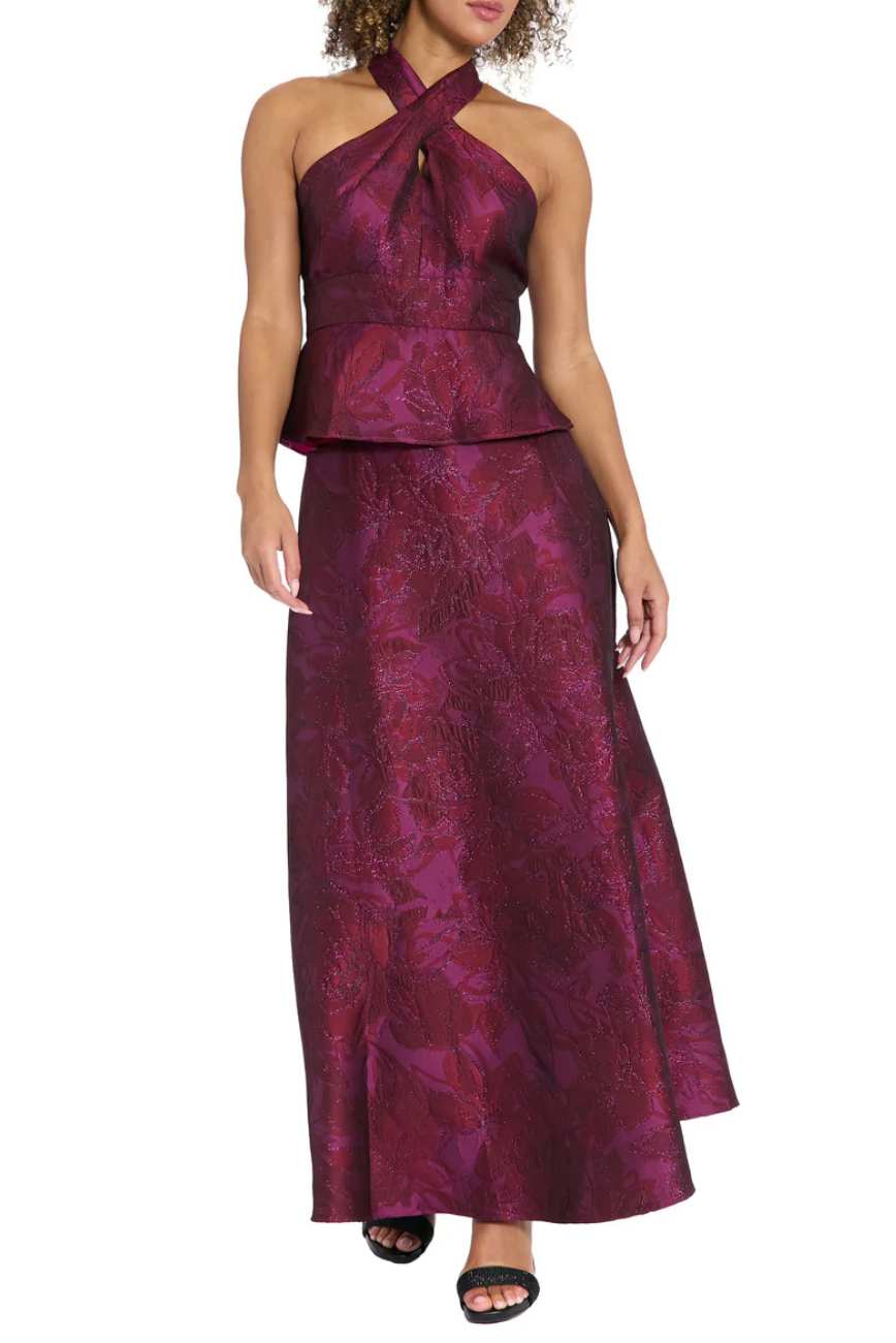 2 Piece Cross Front Halter  Gown