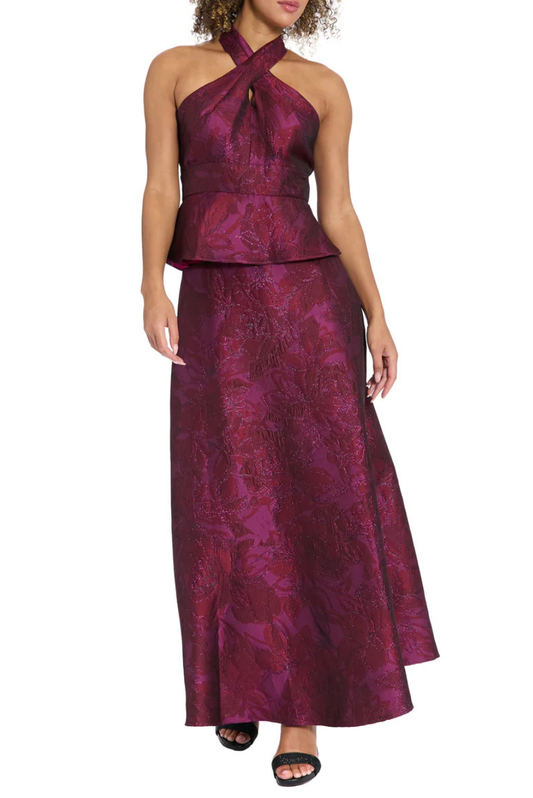 2 Piece Cross Front Halter  Gown