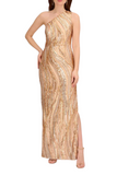 Multi Sequin One Shoulder Gown
