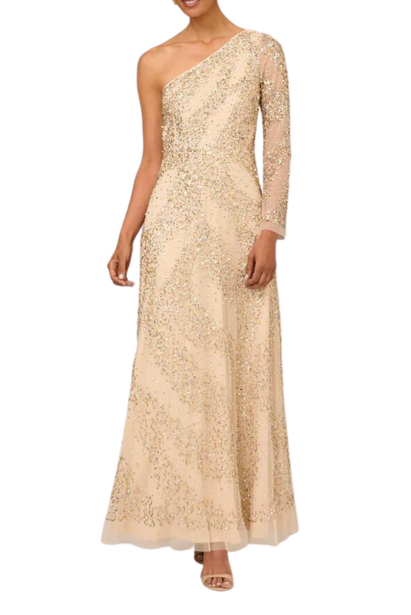 One Shoulder Beaded Gown