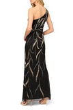 Keyhole Beaded One Shoulder Gown