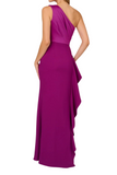 One Shoulder Ruffle Satin Gown