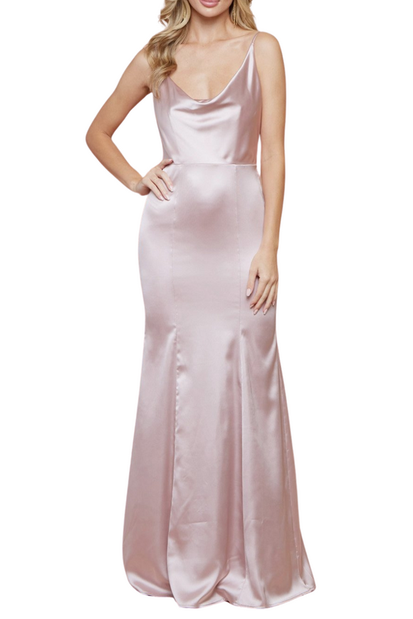 Cowl Neck Satin Gown