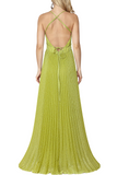 Pleated Glitter Knit Gown
