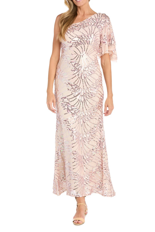 One Shoulder Sequin Gown