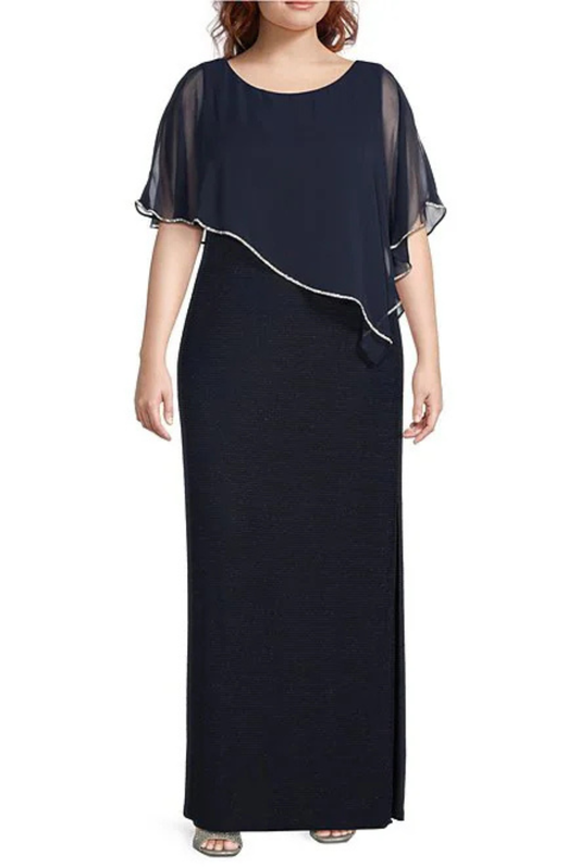 Rhinestone Poncho Gown
