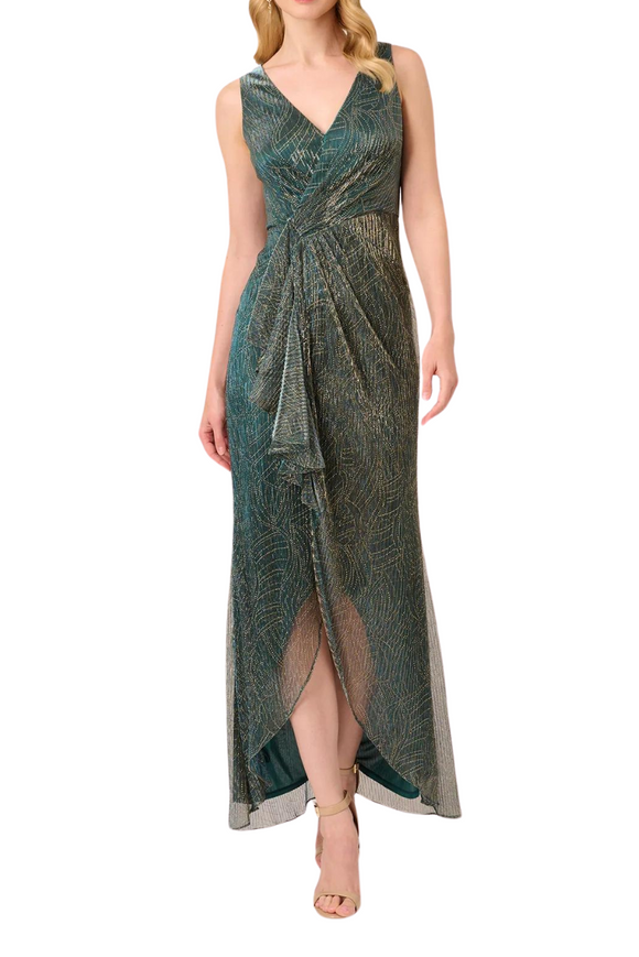 Metallic Mesh Cascade Gown