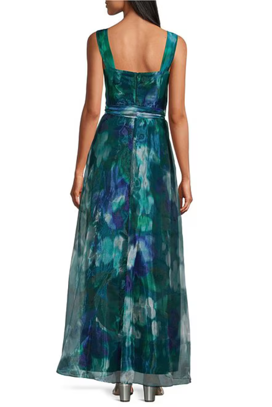 V-Neck Sleeveless Organza Gown