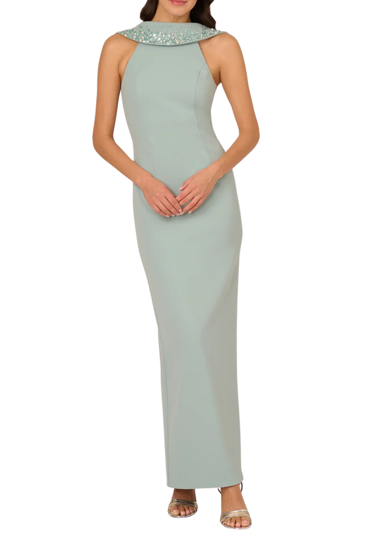 Beaded Roll Neck Gown