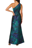 Floral Jacquard One Shoulder Gown