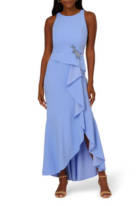 Ruffle Crepe Gown