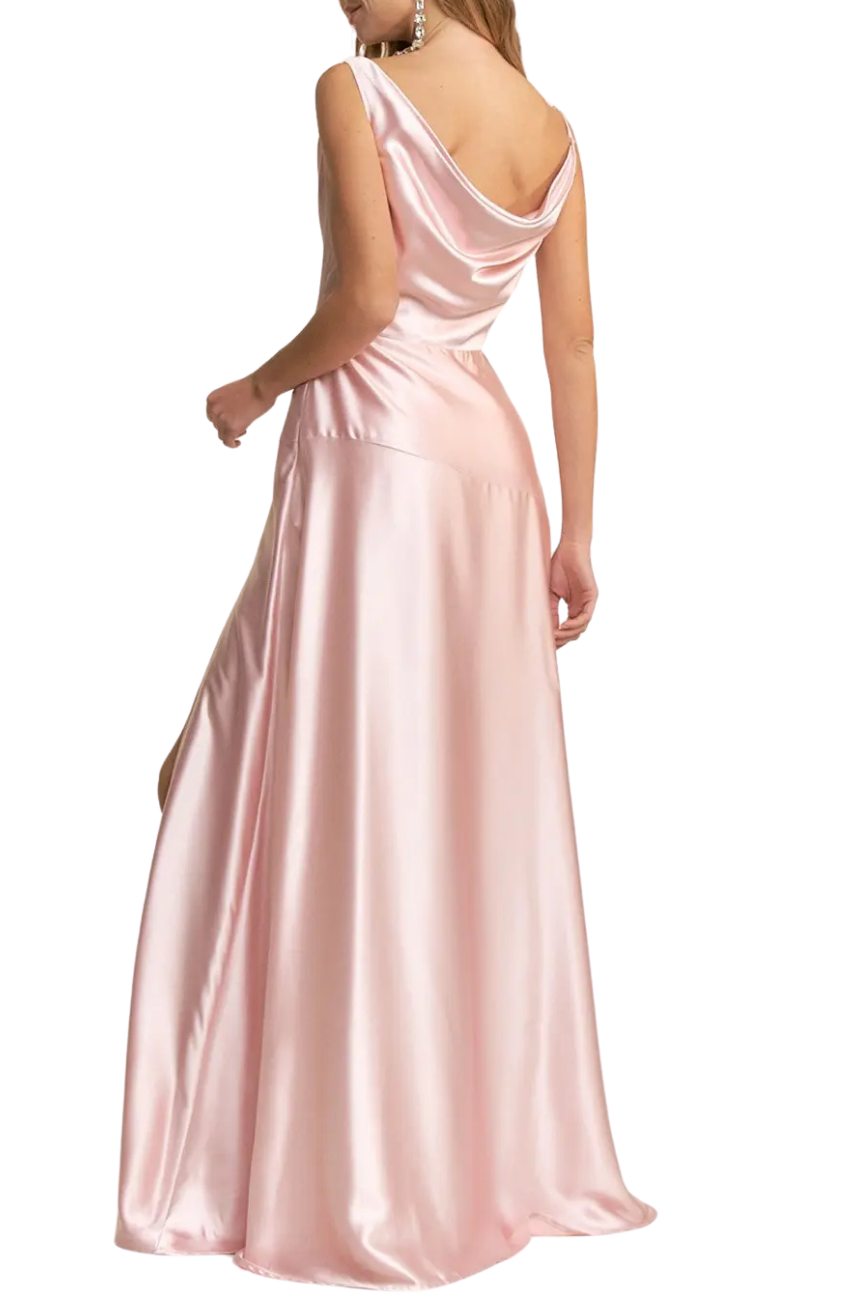 Cowl Neck Satin Gown
