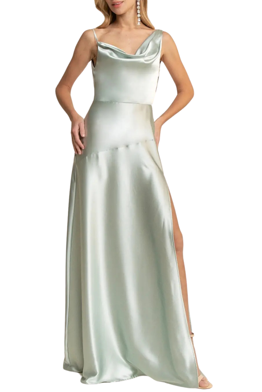 Cowl Neck Satin Gown