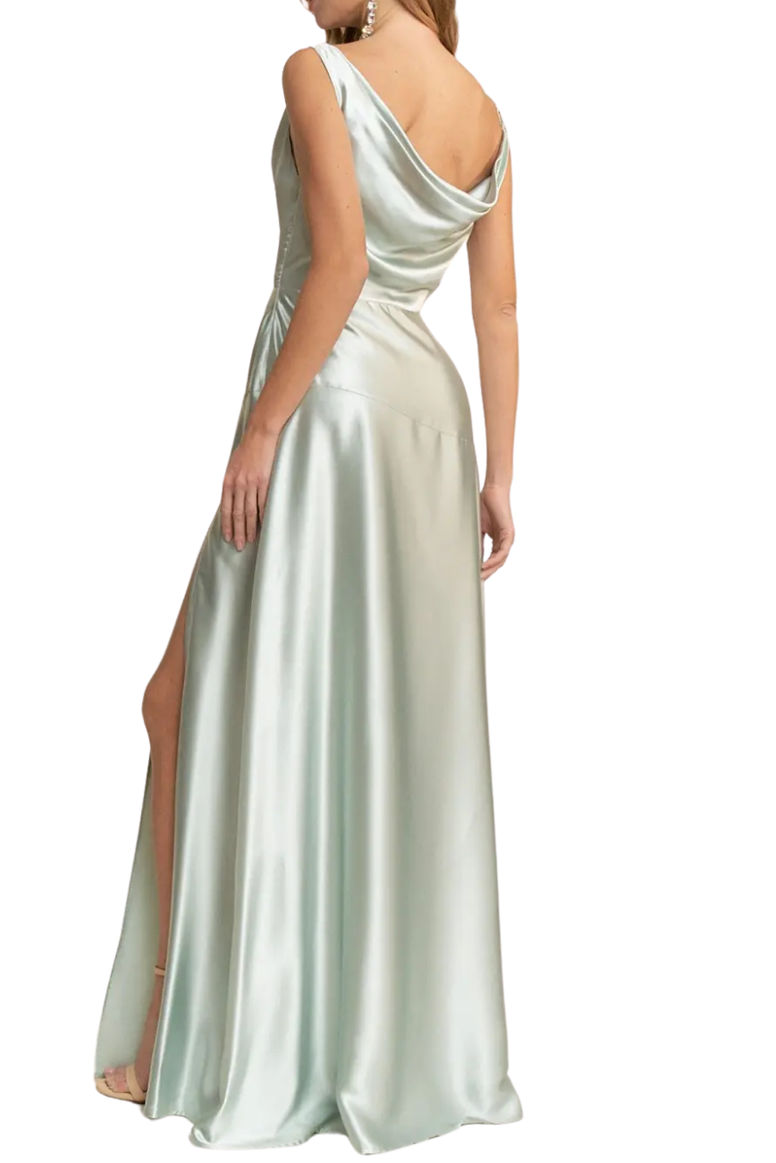 Cowl Neck Satin Gown