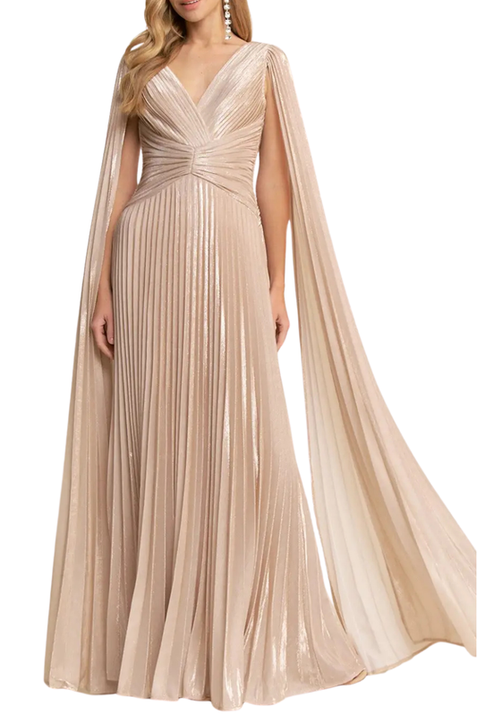 Pleated Cape Gown