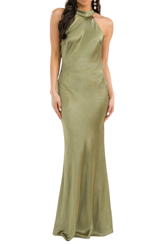 Backless Mock Neck Gown