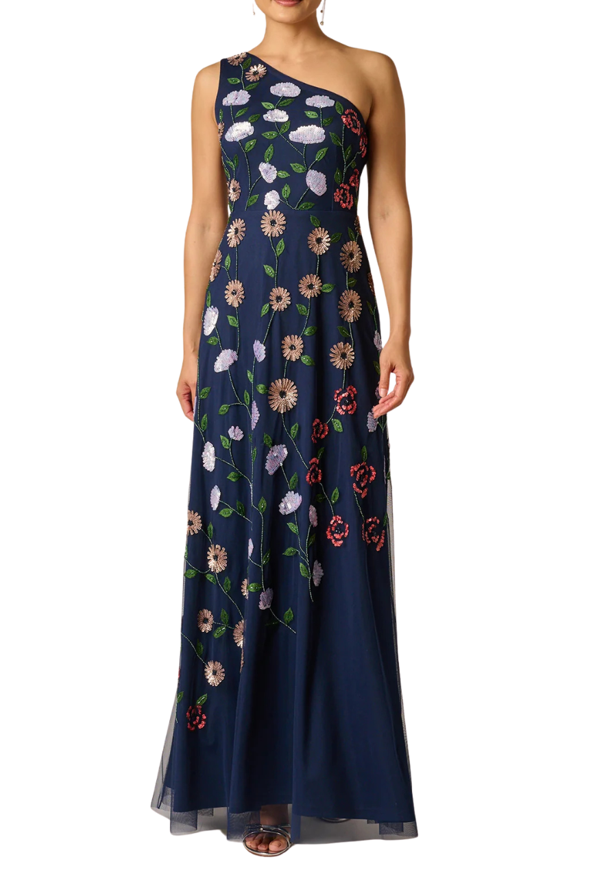 Floral One Shoulder Gown