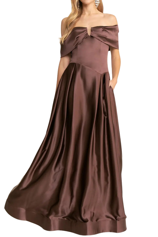 Off Shoulder Satin Gown