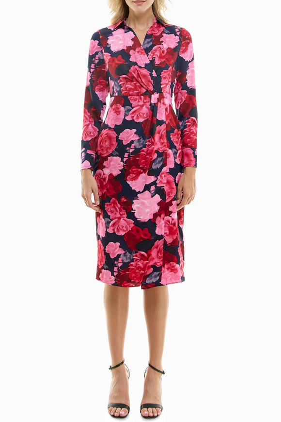 Floral Faux Wrap Dress