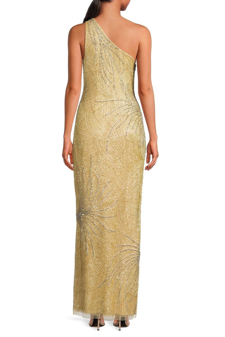Beaded One Shoulder Gown