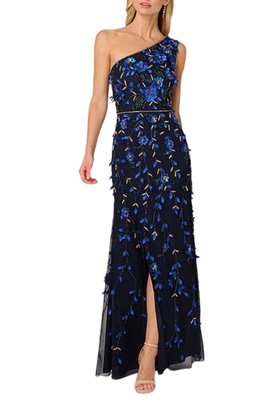 One Shoulder Beaded Gown