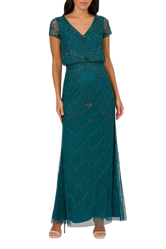 Beaded Blouson Gown