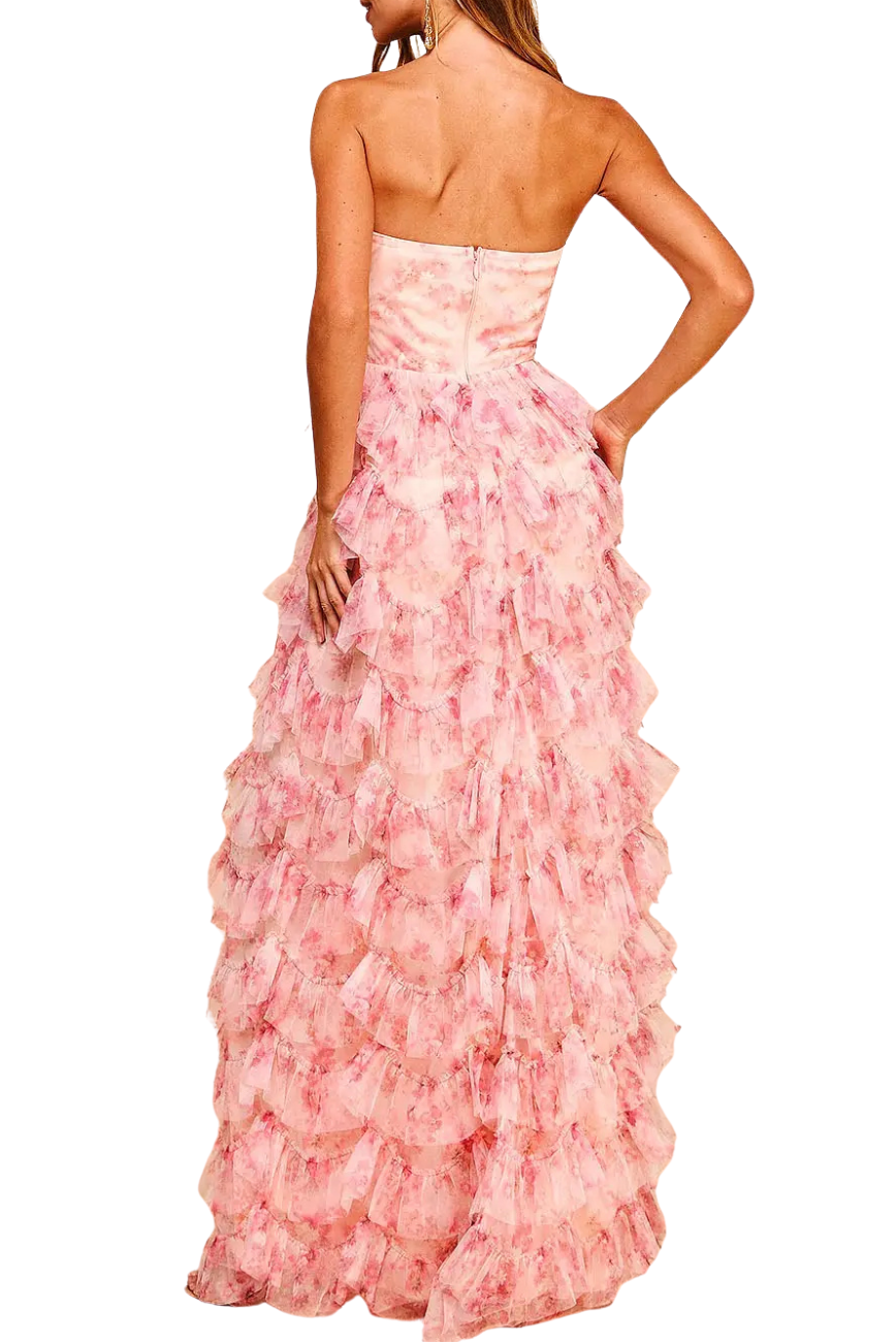 Strapless Floral Gown