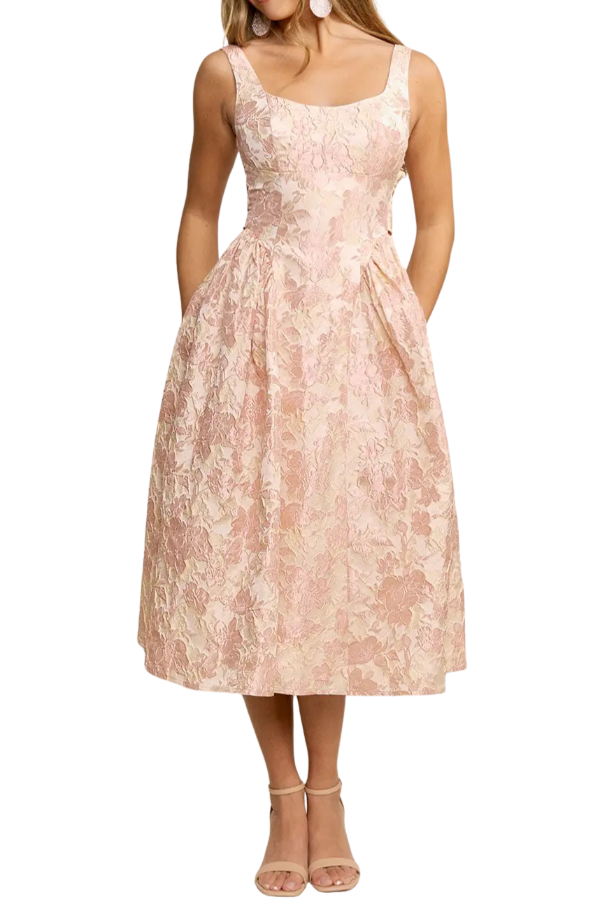 Ribbon Fit and Flare Midi
