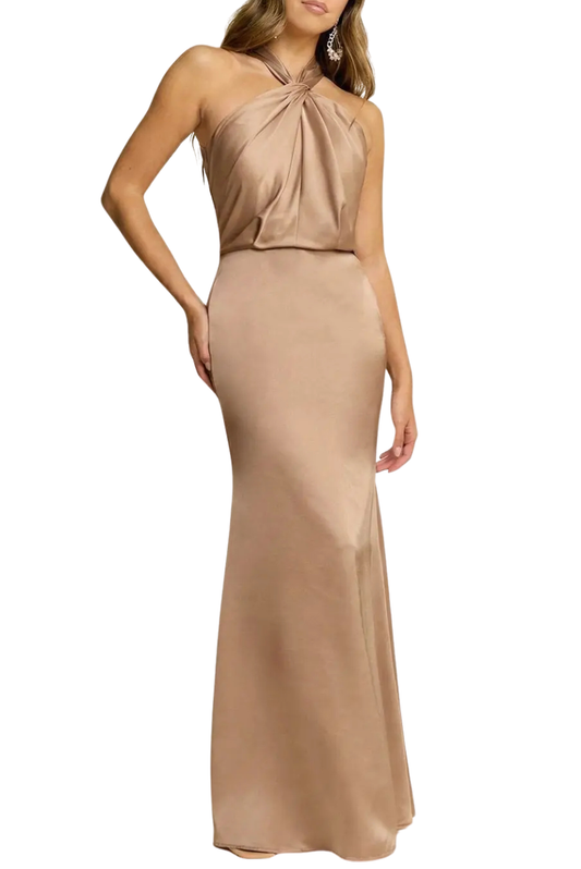 Crisscross Halter Neck Gown