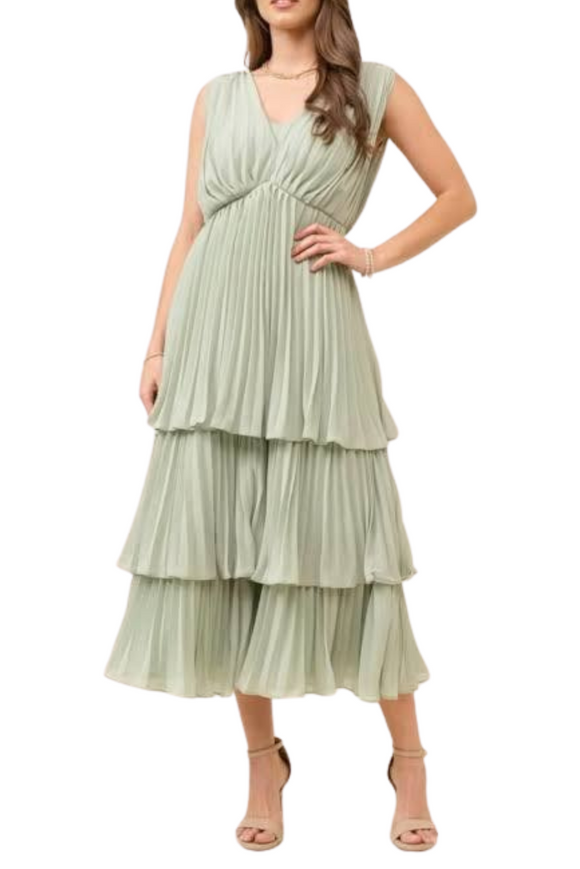 Tiered Pleated Dress